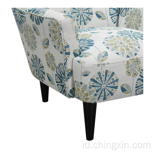 Kursi Lengan Multi Kain Teal Modern dengan Kaki Kayu Solid